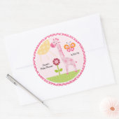 サニーサファリキリンのステッカー/カップケーキトッパー ラウンドシール (封筒)