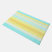 サニーサマーイエローアクアブルーウォーターストライプカラー ドアマット (アングル)