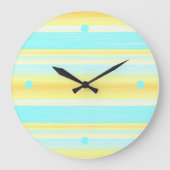 サニーサマーイエローアクアブルーウォーターストライプカラー ラージ壁時計 (正面)