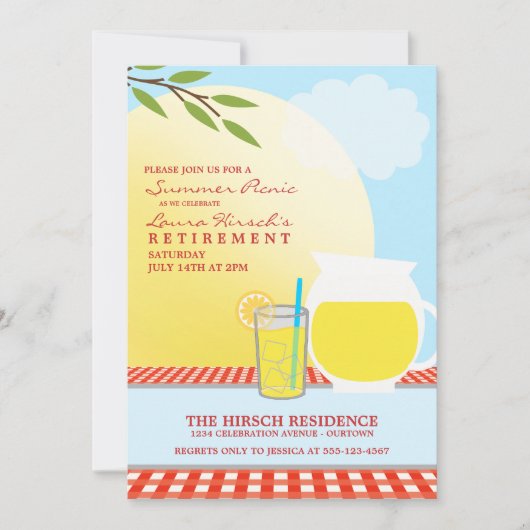 サニーサマーピクニックパーティの招待状 招待状 (正面)