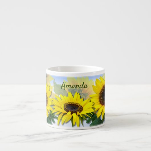 サニーサンフラワーパーソナライズされたカスタム文字コーヒーMu エスプレッソカップ (正面)
