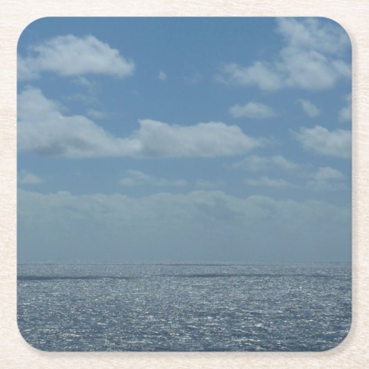 サニーシーカリブのブルー海 スクエアペーパーコースター (正面)