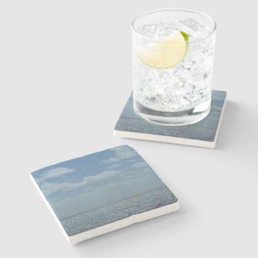 サニーシーカリブのブルー海 ストーンコースター (横)