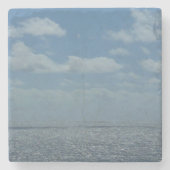 サニーシーカリブのブルー海 ストーンコースター (正面)