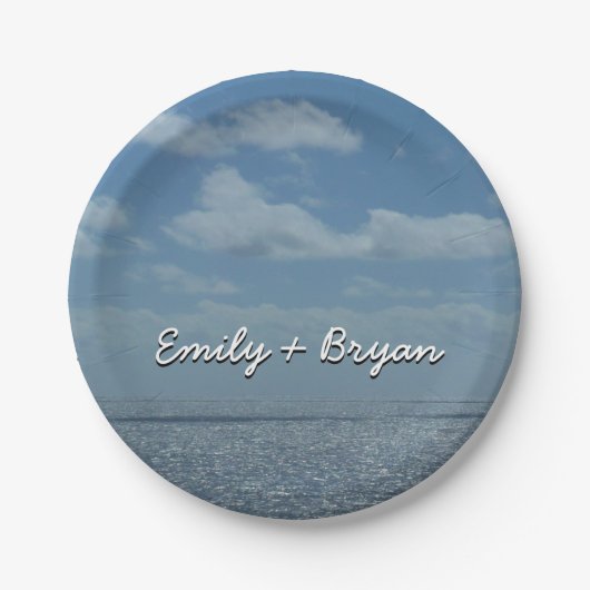 サニーシーカリブのブルー海 ペーパープレート (正面)