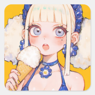 サニースクープVanilla Coneのアニメガール スクエアシール