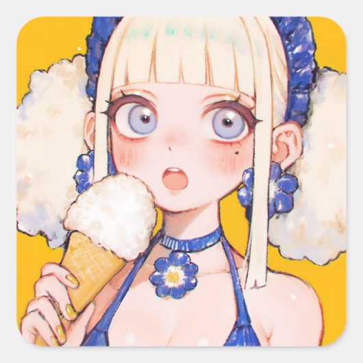 サニースクープVanilla Coneのアニメガール スクエアシール (正面)