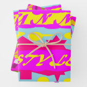 サニースタイルデザインピンクレモンブルー ラッピングペーパーシート (インサイチュ)