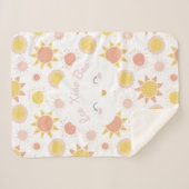 サニースマイルベビーガール子供部屋 パーソナライズされた シェルパブランケット (正面(横))