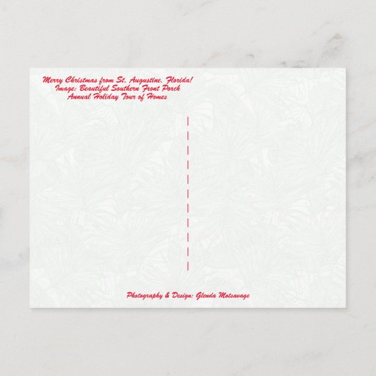 サニーセントオーガスティンフロリダからのメリークリスマス シーズンポストカード (裏面)