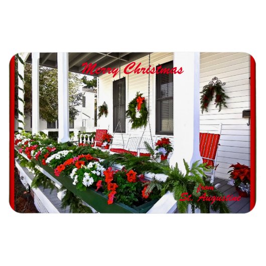 サニーセントオーガスティンフロリダからのメリークリスマス マグネット (横)