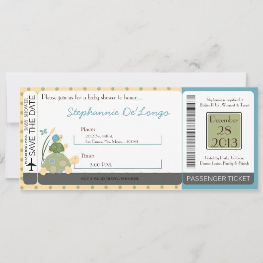 サニータートルシーライフスネイルベビーシャワー招待状 招待状 (正面)