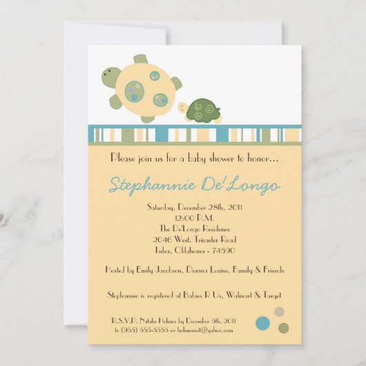 サニータートルシーライフスネイルベビーシャワー招待状 招待状 (正面)