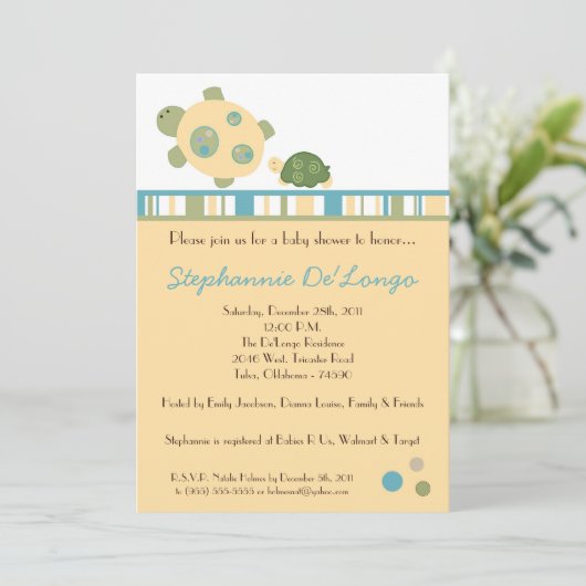 サニータートルシーライフスネイルベビーシャワー招待状 招待状 (スタンド正面)