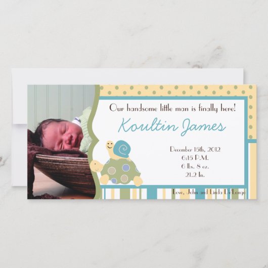 サニータートルシーライフ写真誕生のお知らせ 案内状 (正面)