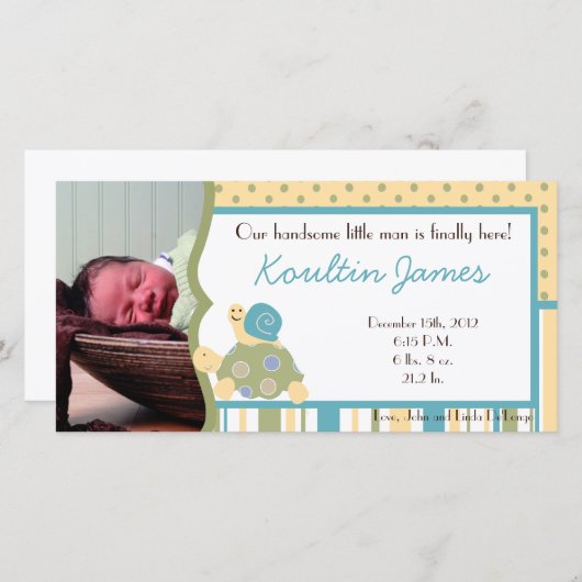 サニータートルシーライフ写真誕生のお知らせ 案内状 (正面/裏面)