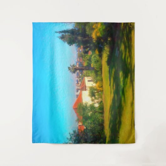 サニーデイイエメンMosheビュージェイサレムイスラエル油ポー タペストリー (正面)