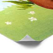 サニーデイウォーターカラーアダルト&ベビーカンガルー子供部屋 ポスター (角)