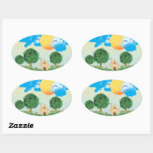 サニーデイキャッツ遊コテージ木楕円形ステッカー 楕円形シール (シート)