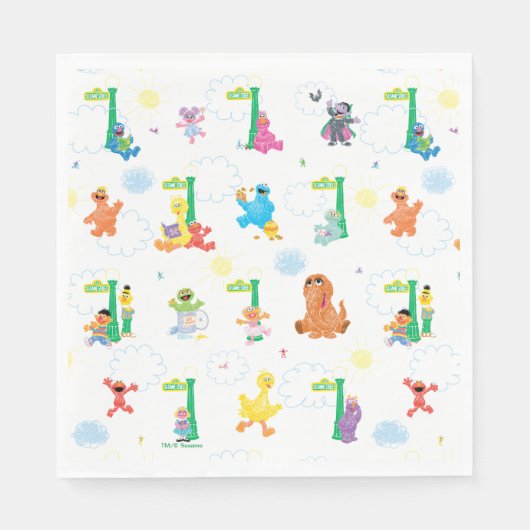 サニーデイセサミストリート スタンダードランチョンナプキン (正面)