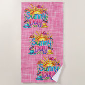 サニーデイピンク ビーチタオル (正面)