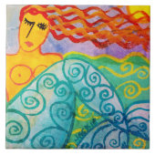 サニーデイマーメイド絵を描抽象芸術 タイル (正面)