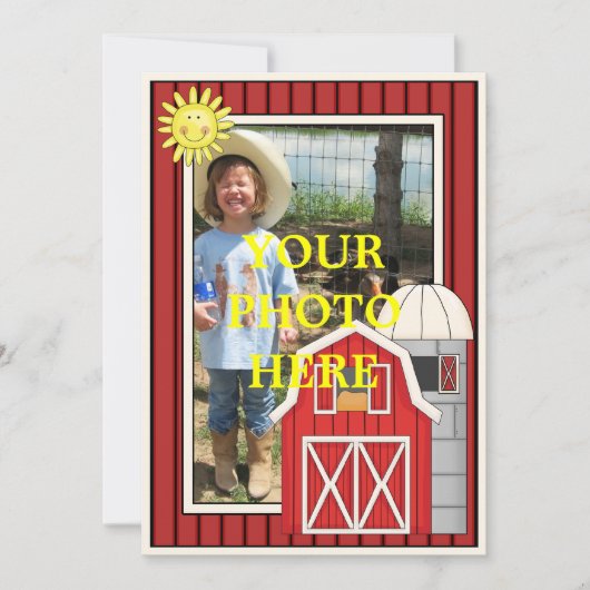 サニーデイレッドバーン-キッズパーティーまたはベビーシャワー 招待状 (正面)