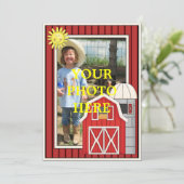 サニーデイレッドバーン-キッズパーティーまたはベビーシャワー 招待状 (スタンド正面)