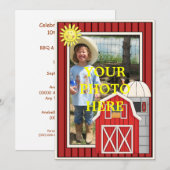 サニーデイレッドバーン-キッズパーティーまたはベビーシャワー 招待状 (正面/裏面)