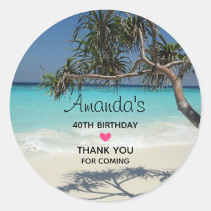 サニートロピカルビーチ海パラダイス誕生日 ラウンドシール