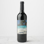 サニートロピカルビーチ海パラダイス誕生日 ワインラベル (正面)