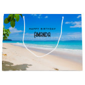 サニートロピカルビーチ誕生日 ラージペーパーバッグ (正面)