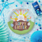 サニーハッピーイースターバニー&エッグスカラフルホリデイ ペーパープレート (パーティー)