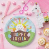 サニーハッピーイースターバニー&エッグスカラフルホリデイ ペーパープレート (パーティー)