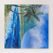 サニーハワイビーチ絵を描ズトロピカルパラダイスパーム ジグソーパズル (横)