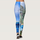 サニーハワイビーチ絵を描ズトロピカルパラダイスパーム レギンス (裏面)