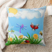 サニーバグガーデンブルーお洒落スカイシーンアート クッション (ブランケット)