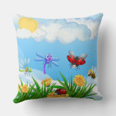 サニーバグガーデンブルーお洒落スカイシーンアート クッション (裏面)