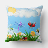 サニーバグガーデンブルーお洒落スカイシーンアート クッション (正面)