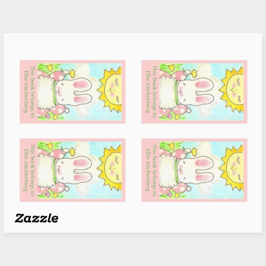 サニーバニー蔵書票 長方形シール (シート)