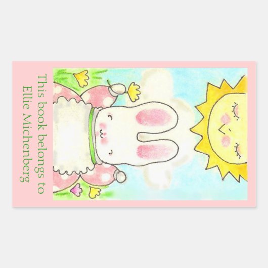 サニーバニー蔵書票 長方形シール (正面)