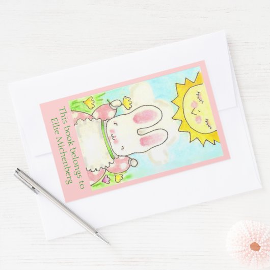 サニーバニー蔵書票 長方形シール (封筒)