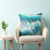 サニーパステル海ウェーブズモノグラム クッション (椅子)