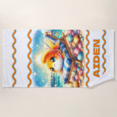 サニーパーソナライズされたサイドアップ：釣り好きな休暇 ビーチタオル (正面)