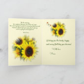 サニーパーソナライズされたサンフラワーカスタム文字誕生日 シーズンカード (内部)
