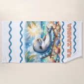 サニーパーソナライズされたドルフィンブリス ビーチタオル (正面)