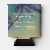 サニーパームフォトパーソナライズされたビーチ結婚式 缶クーラー (正面)