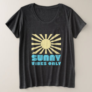サニービーズオンリー – はっきりしたレトロサンシャイングラフィック プラスサイズTシャツ