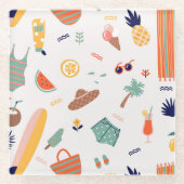 サニービーチおもしろいパターン ガラスコースター (正面)