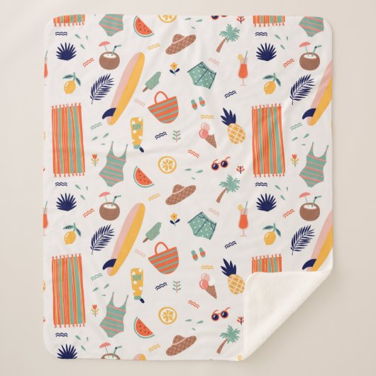 サニービーチおもしろいパターン シェルパブランケット (正面)